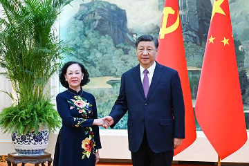习近平会见越共中央政治局委员、中组部部长张氏梅