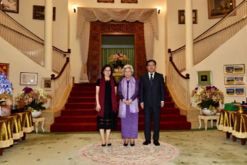 中国驻柬埔寨大使王文天向莫尼列太后祝贺寿辰