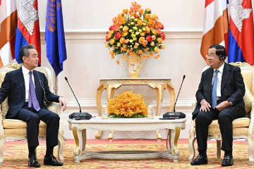柬埔寨首相洪森会见王毅