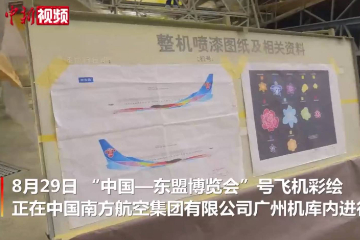 “中国—东盟博览会”号飞机彩绘正在进行 计划执飞东南亚
