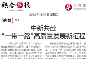 中国驻新加坡使馆临时代办朱憬发表署名文章：中新共赴“一带一路”高质量发展新征程 