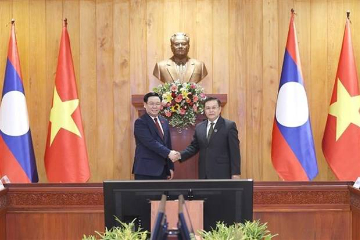 越南国会主席王廷惠与老挝国会主席赛宋蓬·丰威汉举行会谈