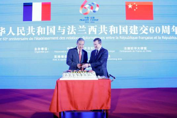 中国外长王毅出席庆祝中法建交60周年招待会